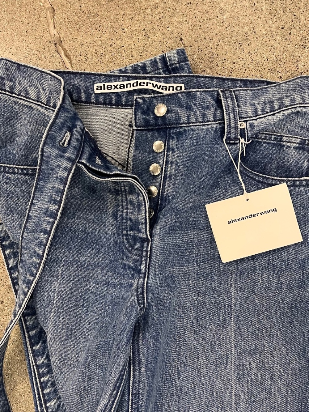 NWT Alexander Wang Raver High-rise Belted Wide Leg Jeans Sz 26 - Picture 13 of 15